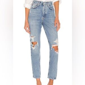 Agolde Fen High Rise Distressed Taper Jeans